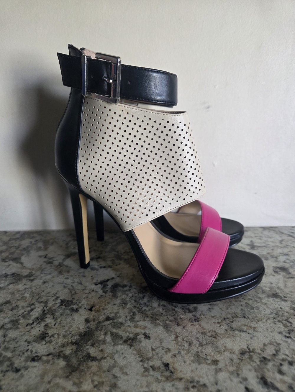 Women's Black and Hot Pink High Heels